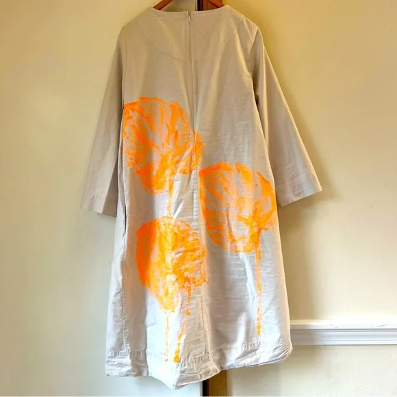 COS | Asymmetric Pleat Long Sleeve Abstract Dress Size 10, artful painting - Picture 1 of 8